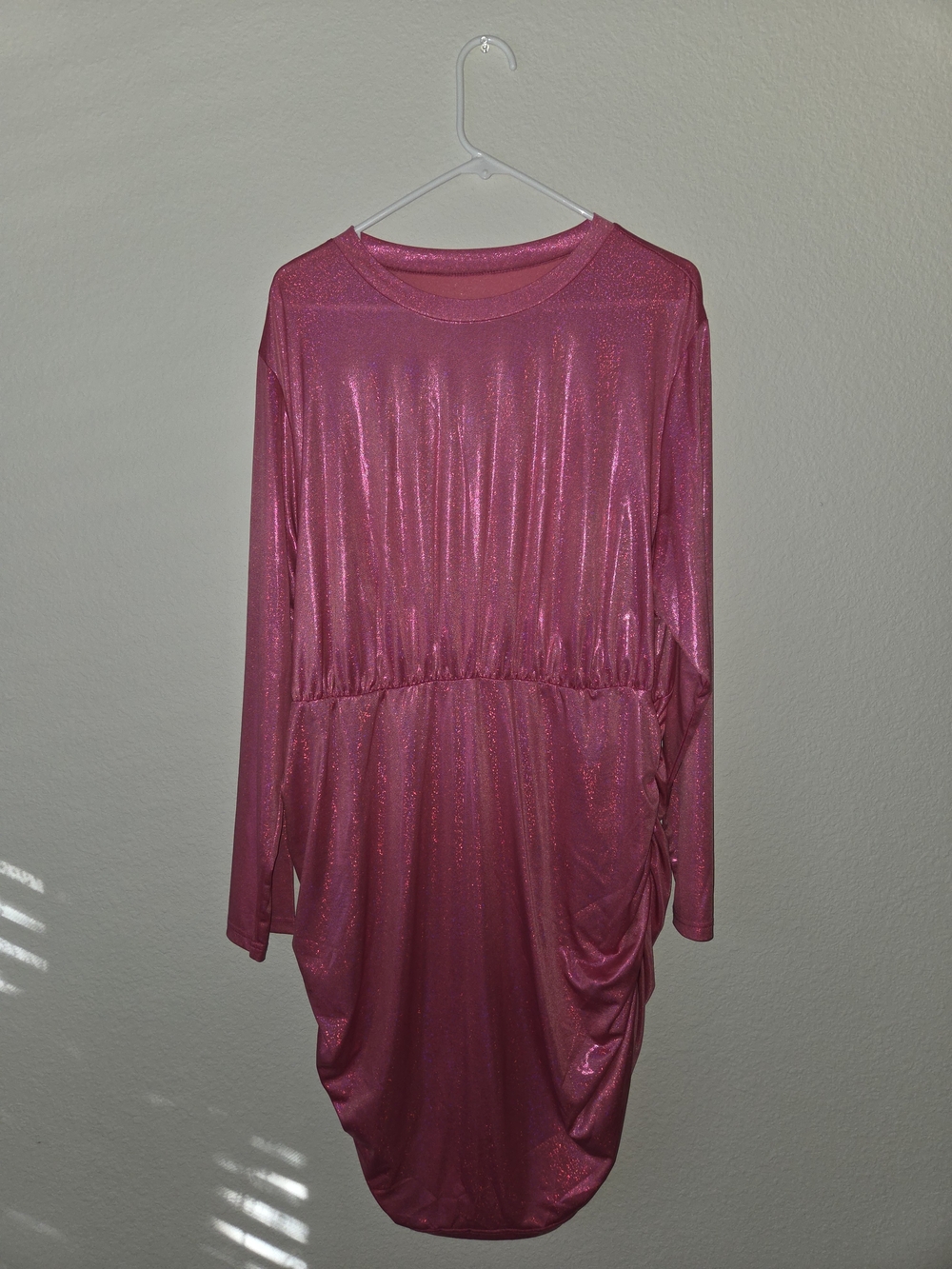 Shimmery Pink Long Sleeve Dress